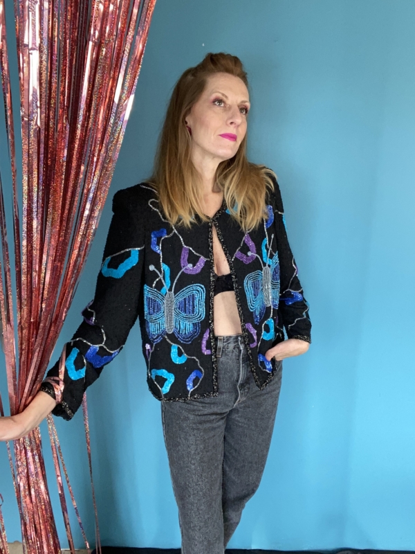 Veste sequins papillons